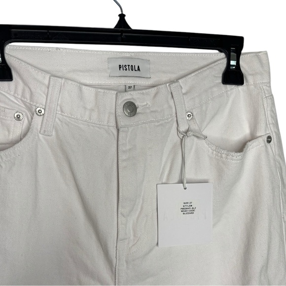Pistola Presley Distressed High Rise Relaxed Roller Jean White 27 NWT - Picture 5 of 12